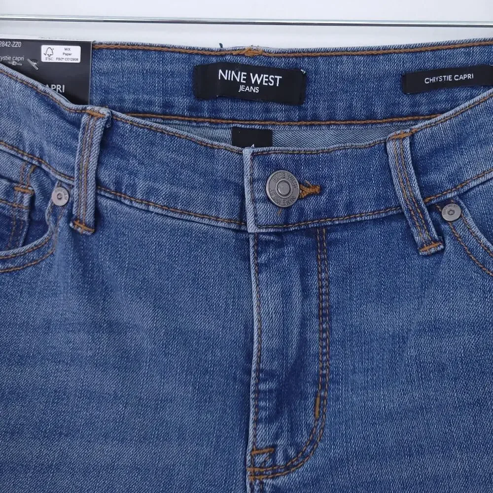 NEW Nine West Chrystie Capri Blue Jean Pants Size 4, Sit Below Natural Waist